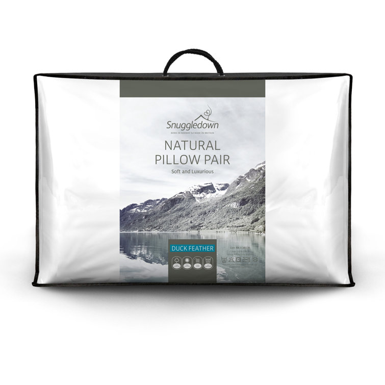 Snuggledown Duck Feather Side Sleeper Pillow, Firm Support, 2 Pack